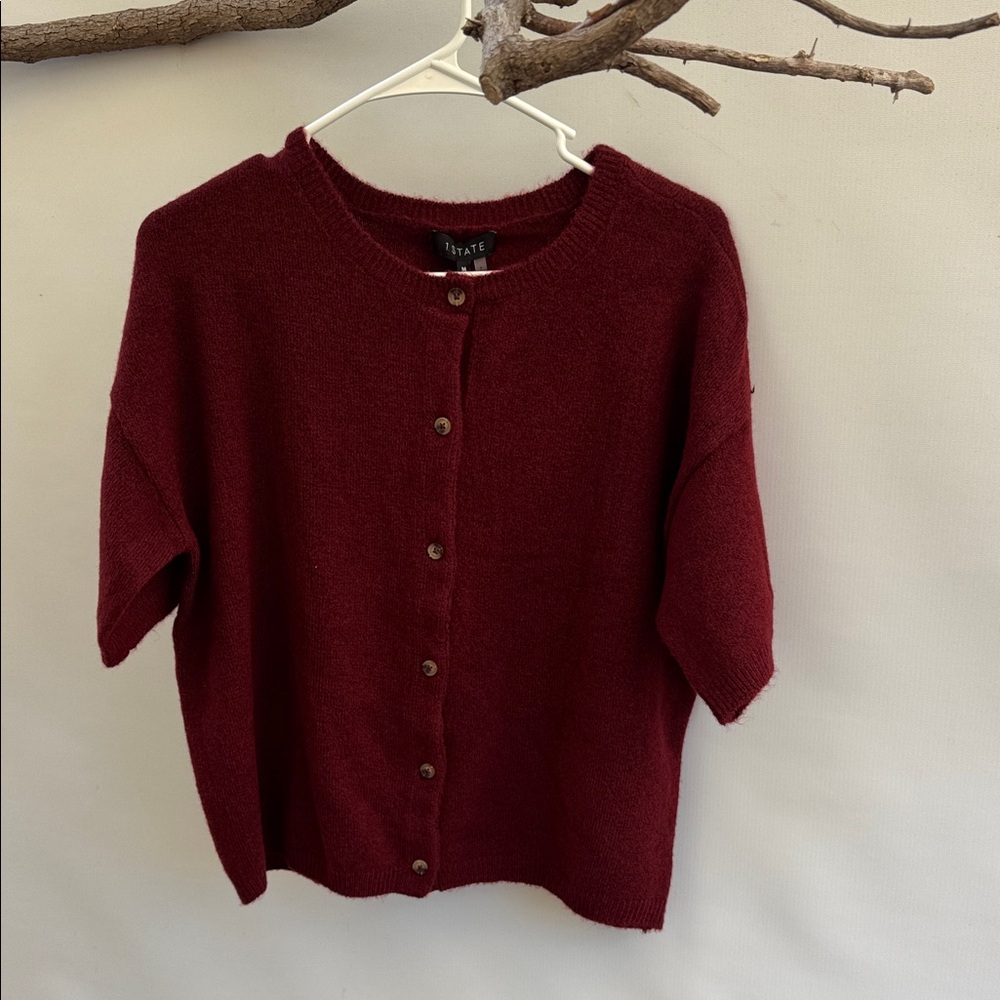 NEW 1. State Burgundy Button-Up Cardigan Sweater Burgundy